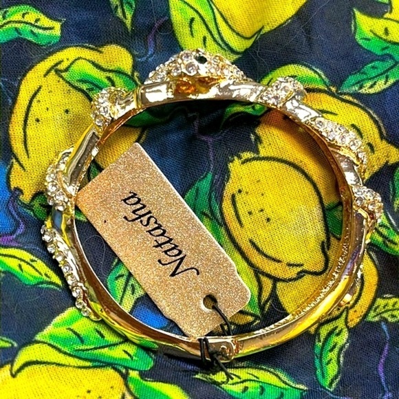 Brand New Natasha Gold Tone Rhinestone Snake Wrap Hinge Bracelet Cuff Bangle - Picture 10 of 16